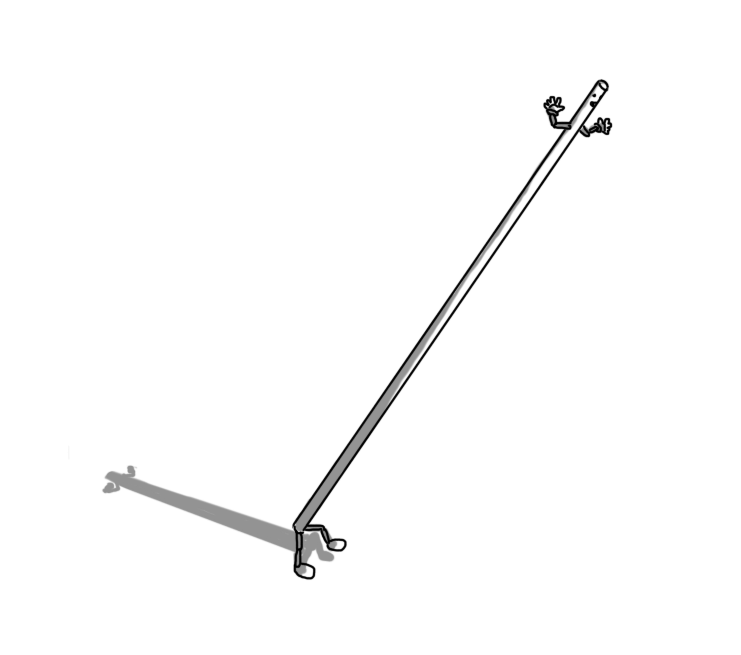 A robot in the form of a long pole. It has jointed legs on the bottom and jointed arms near the top. Its face is at the top of the pole, smiling happily, and it's leaning forward, perhaps a little precariously.