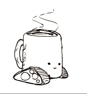 A robotic mug of tea on caterpillar tracks, smiling contentedly. Steam drifts gently from the hot beverage.