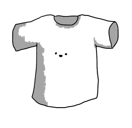 A robot in the form of a t-shirt with a little smiling face in the middle.