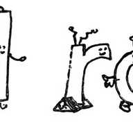 A collection of eleven robots, each in the shape of one of the letters of the words "small robobts".