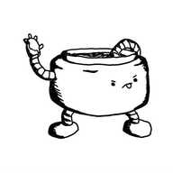 a robot in the form of a tub of hand cream with little arms and legs. one hand has a blob of cream on it while it uses the other to rummage around inside itself. it has a long of stern resolve on its face as it sticks its tongue out in concentration.