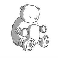 A robot in the form of a teddy bear, holding its big fuzzy paws out for a hug.