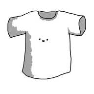 A robot in the form of a t-shirt with a little smiling face in the middle.
